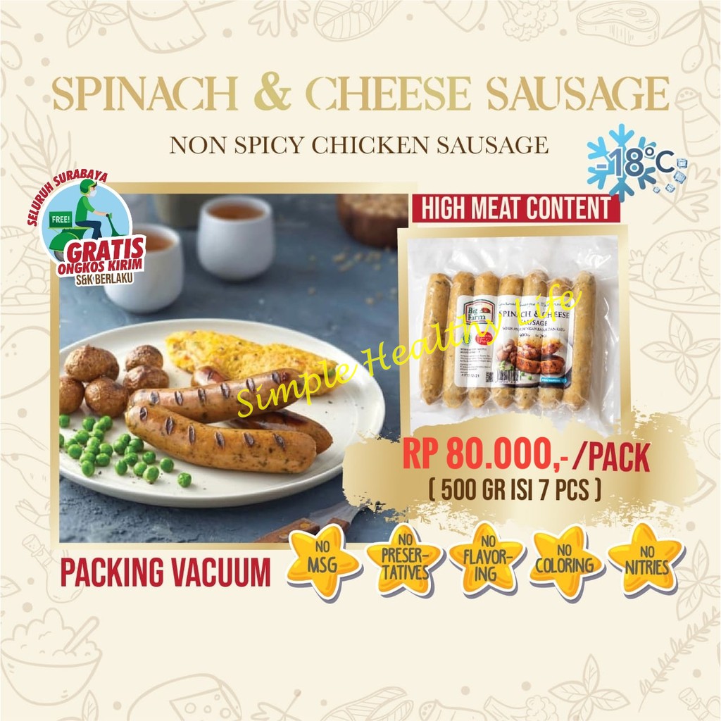 

Spinach Cheese Sausage Non Spicy Chicken Sausage Sosis Ayam Bayam Keju