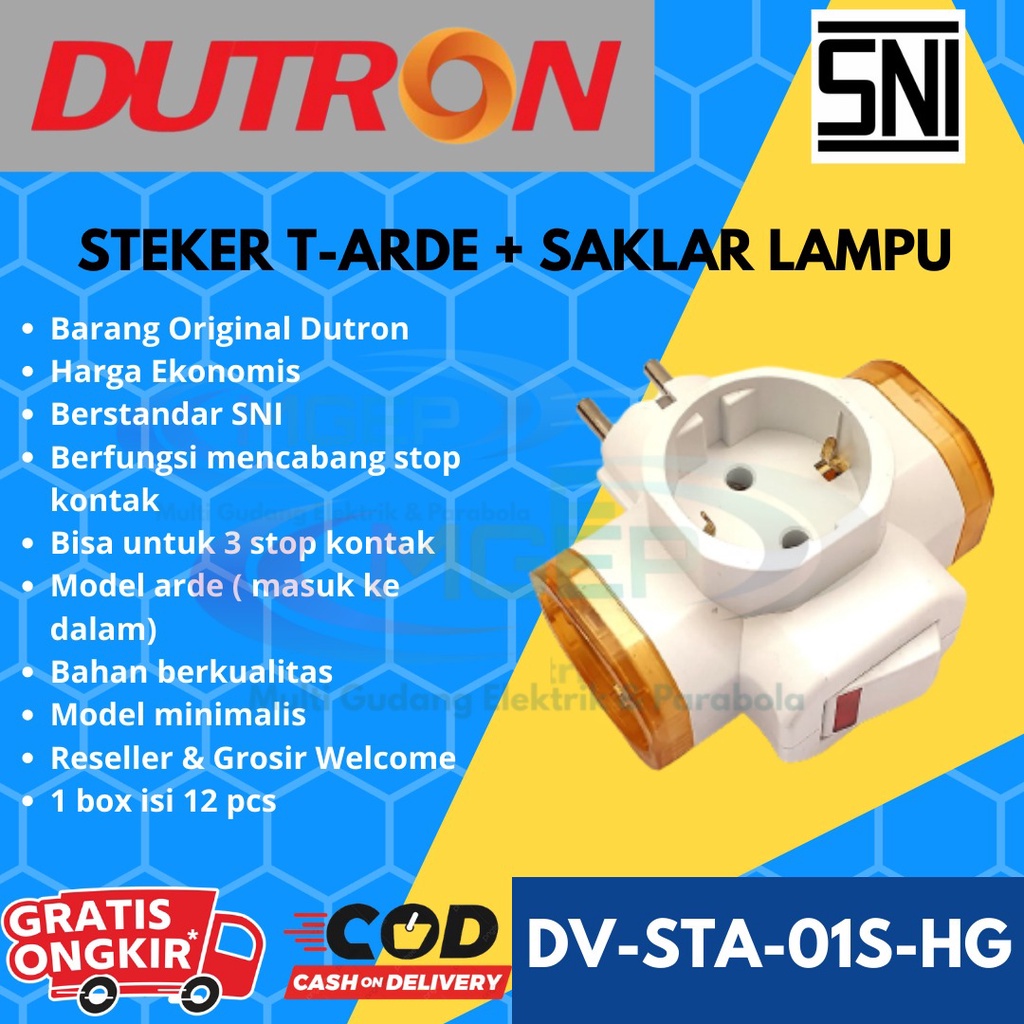 Dutron Stop Kontak Arde T + Saklar STA01 S HG SNI T Multi Arde