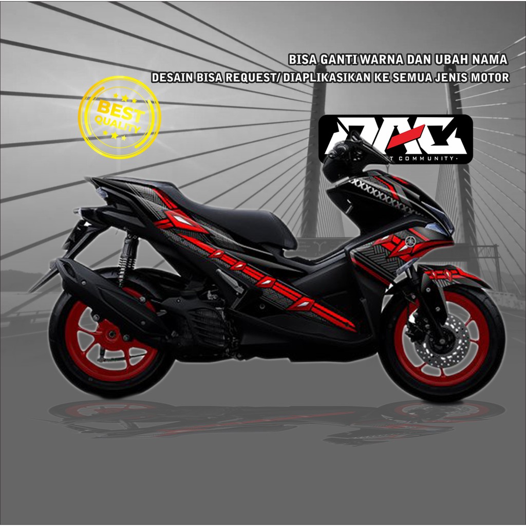 Sticker decal full body Aerox hitam merah