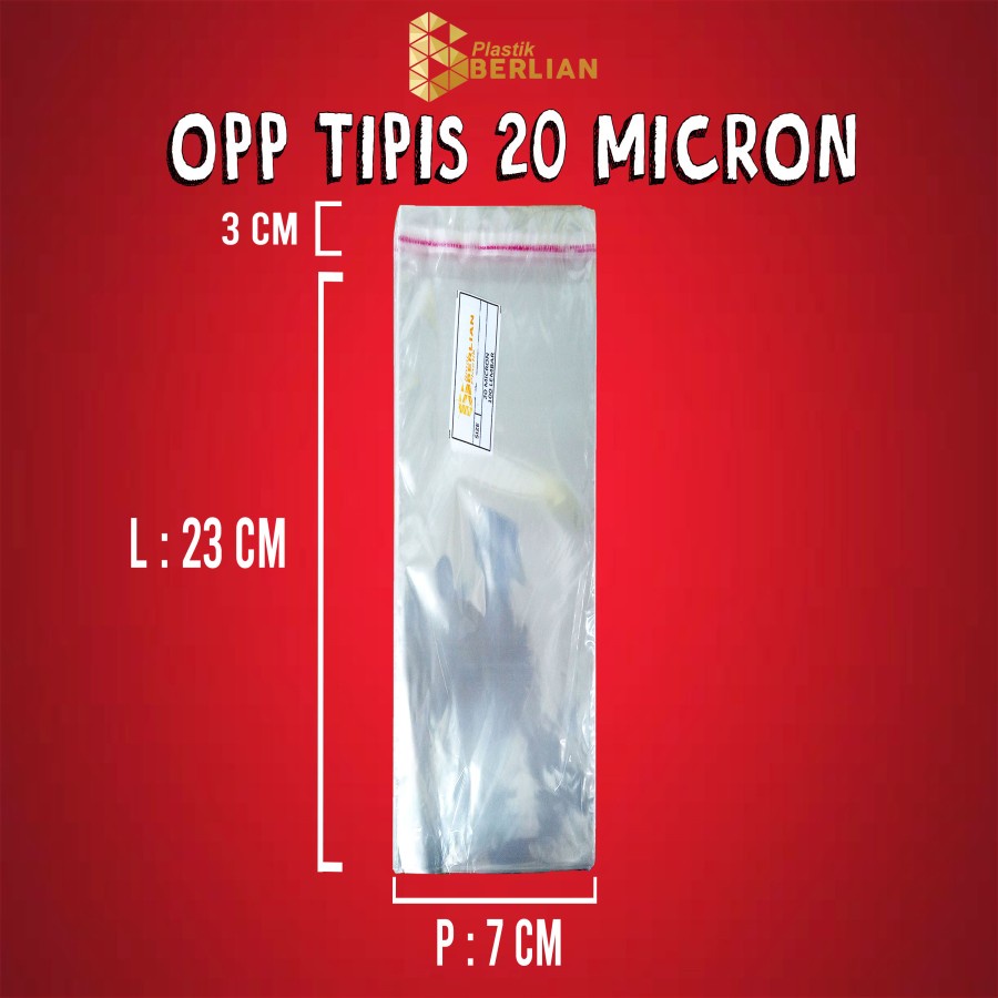 

7 x 23 cm Plastik OPP TIPIS (100 lbr) (lem/seal)