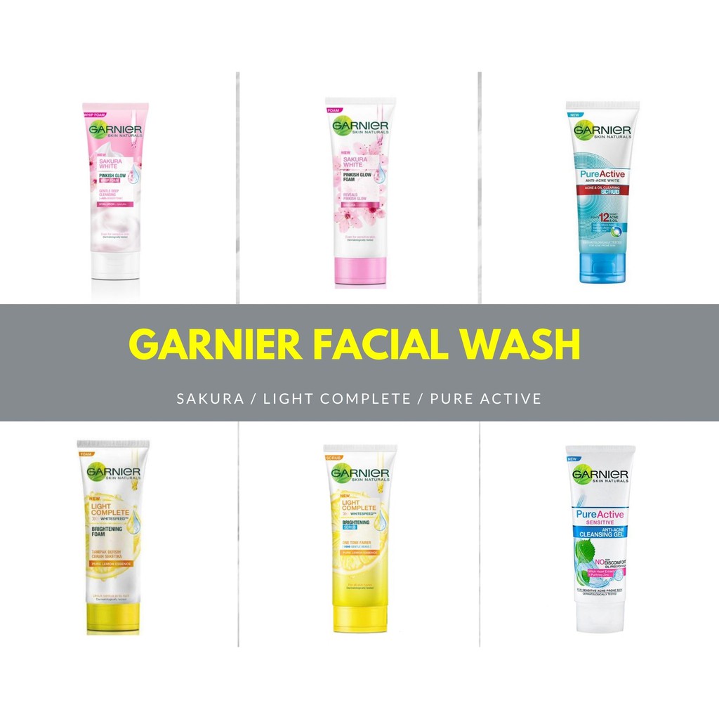 ⭐BAGUS⭐ GARNIER FACIAL WASH | Pure Active / Sakura / Light Complete Whip Foam 50 &amp; 100ml