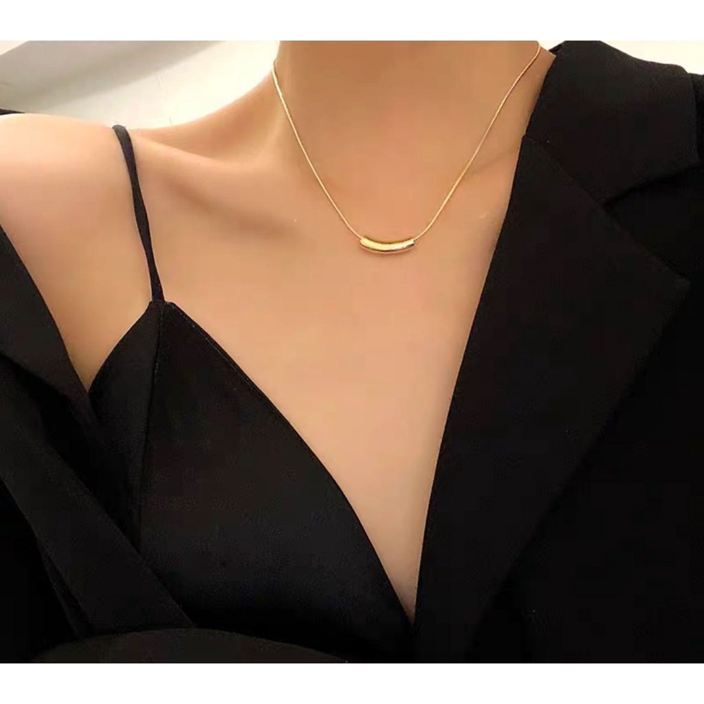 KALUNG RANTAI CHOCKER GAYA FASHION KOREA HIP HOP TITANIUM WARNA ROSEGOLD SILVER POLOS