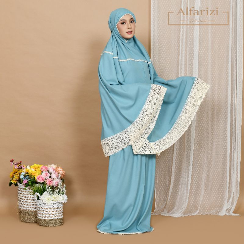 Mukena dewasa katun polos jumbo treveling rajut 12cm allfarizi series