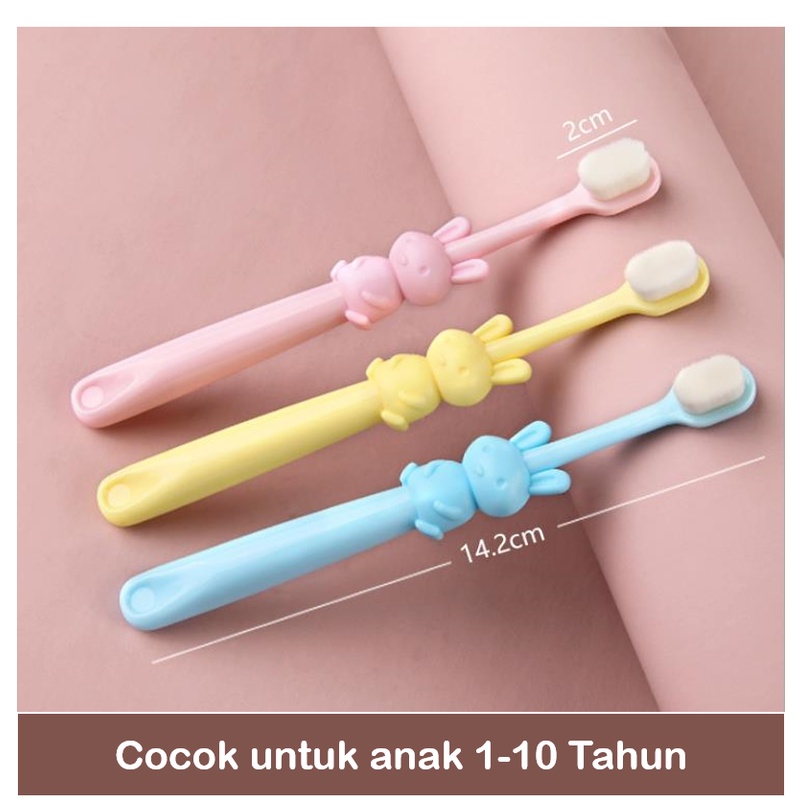 LIGERA Sikat Gigi Bayi / Anak 1-10 Tahun Bulu Lembut Halus Cotton Toothbrush Kartun Kelinci Bunny Gajah Beruang Lucu