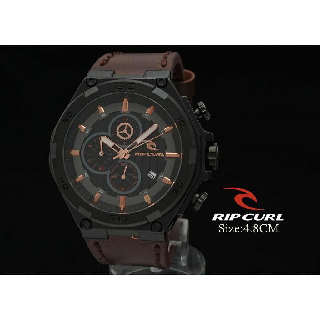 Jam Tangan Ripcurl Cowok Pria Chronograph Tali Kulit Murah