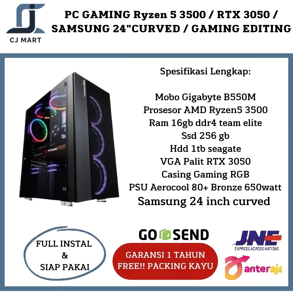 PC GAMING Ryzen 5 3500 / RTX 3050 / SAMSUNG 24&quot;CURVED / GAMING EDITING