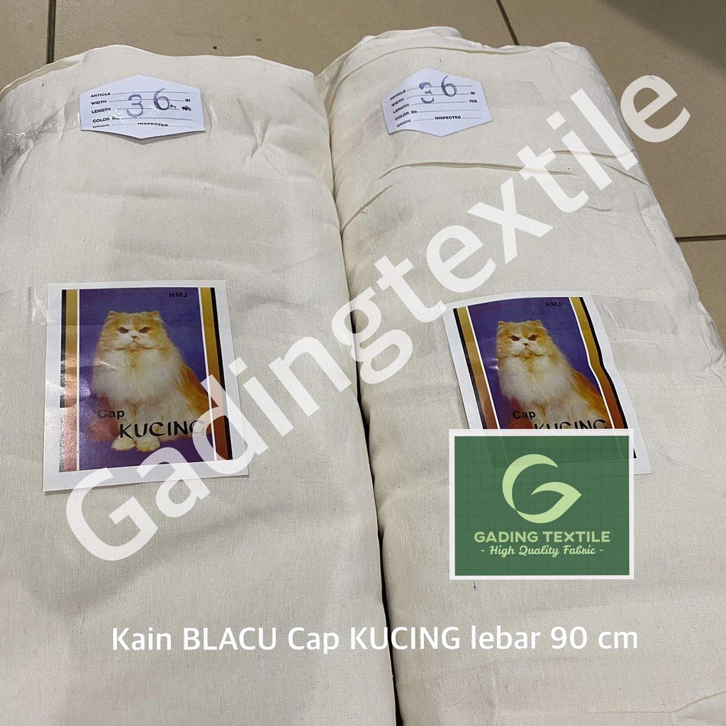( per setengah meter ) kain BLACU belacu blako katun putih Cap KUCING meteran lebar 90 cm bahan mitela tas totebag tote goodie bag pouch dekorasi dekor tirai hordeng gorden kerajinan tangan sulam embroidery waxing bulu ketiak kantong celana jeans sablon