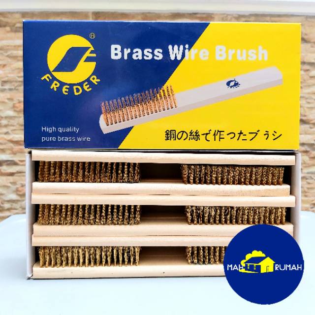 Sikat Kawat Kuningan Gagang Kayu / Brass Wire Brush 8 Baris - FREDER