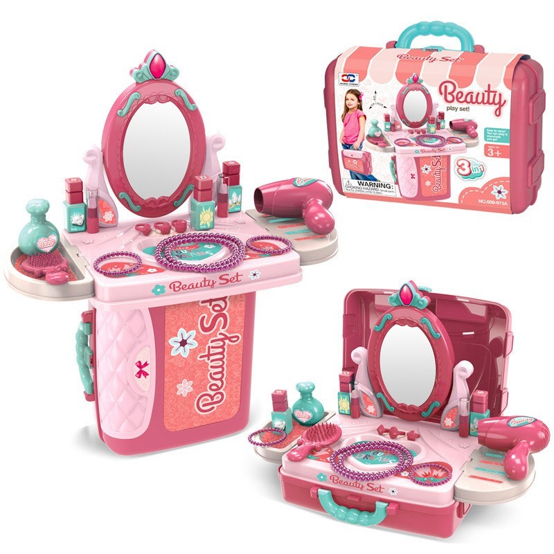 mwn.toys 3IN1 Beauty Playset Mainan Make up Dandan Salon No 008-973