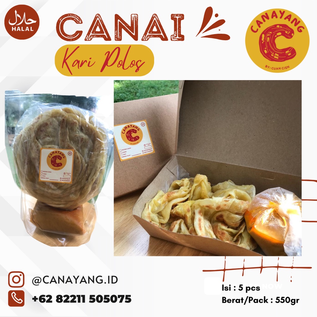

Roti Cane / Roti Canai / Roti Maryam Frozen (5pcs) Kari POLOS