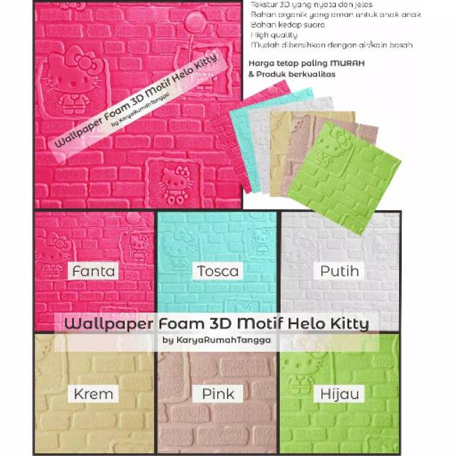 WALLPAPER FOAM 3D / WALLPAPER HELLO KITTY / WALLPAPER 3D KEDAP SUARA