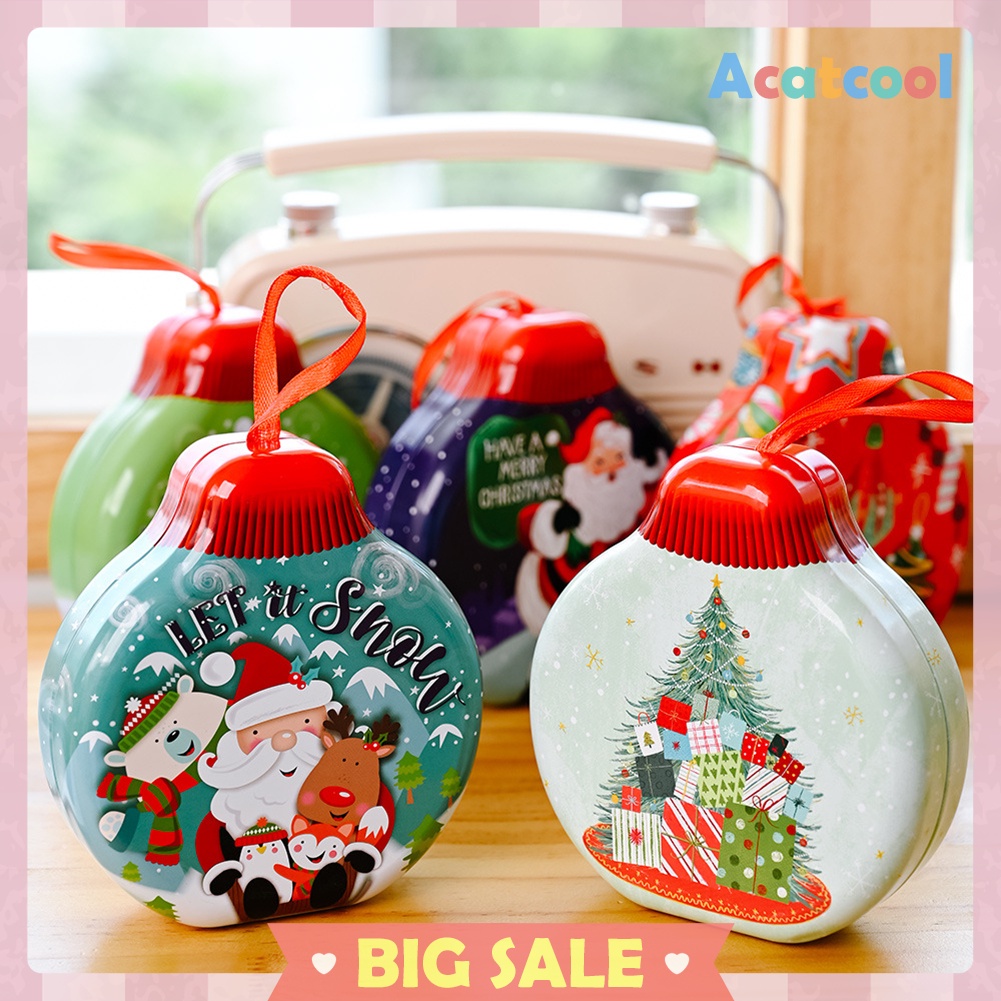 Christmas Candy Tin Box Tinplate Can Hanging Children Gift Packing Case