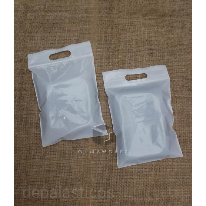 

PLASTIK KLIP PLONG 20x25 + 7cm, tanpa sablon (polos) packaging hijab - Putih