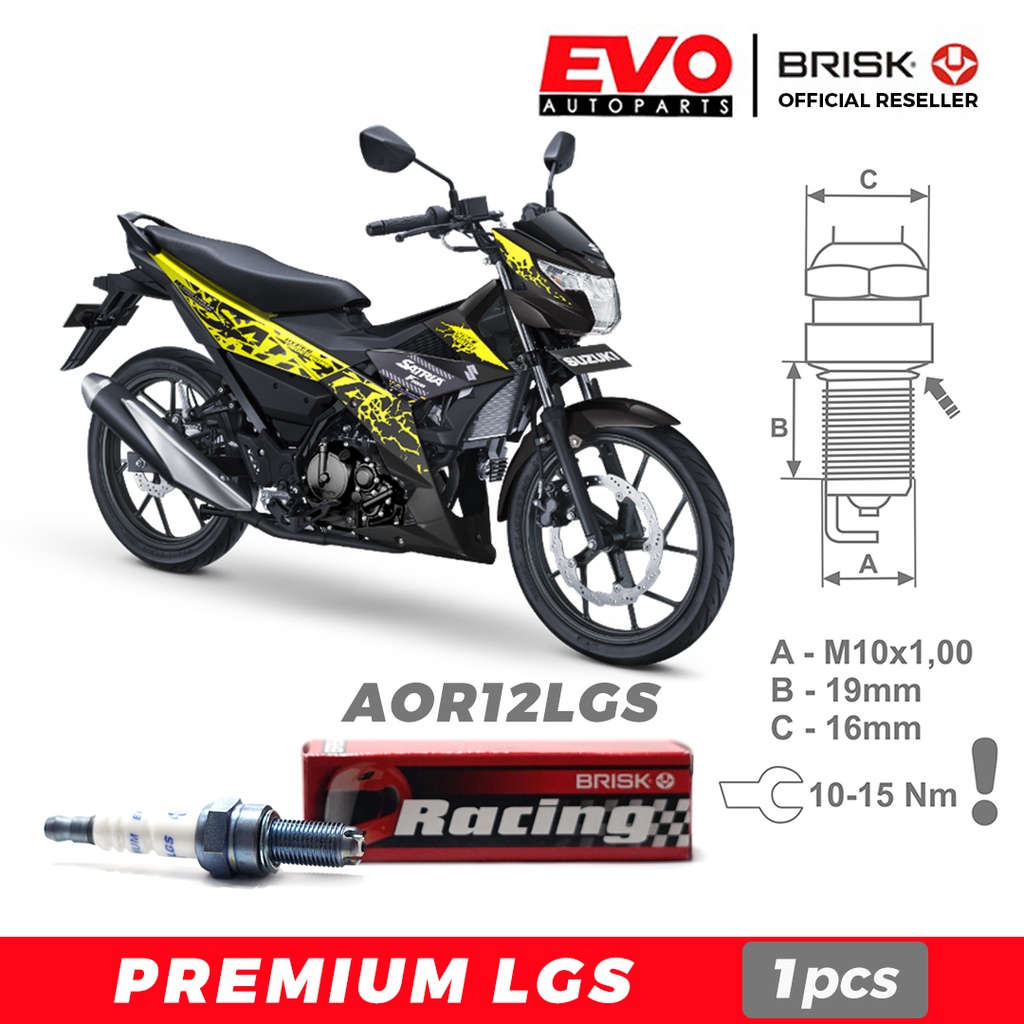 Busi BRISK Premium LGS AOR12LGS untuk Motor Suzuki Satria FU