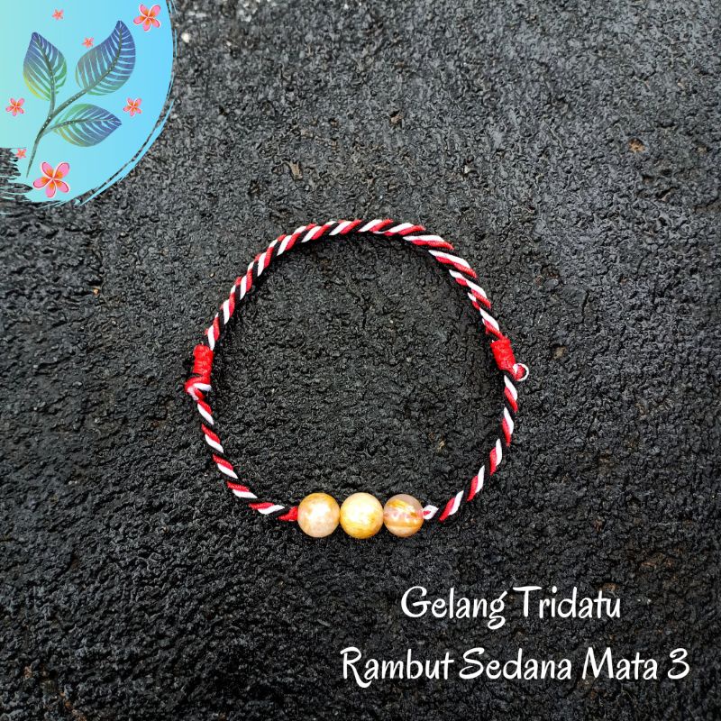 Gelang Tridatu Rambut Sedana Mata 3 / Gelang Rambut Sedana Bali / Gelang Batu Kecubung / Gelang Tridatu Rambut Sedana Asli / Gelang tridatu Asli Bali Original / Gelang Batu Rejeki / Gelang Aura / Gelang keberuntungan / Craftdewata