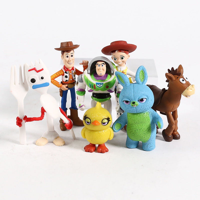 7pcs Mainan Action Figure Toy Story 4 Woody Jessie Buzz Lightyear Forky Pig Bear Untuk Hadiah Anak