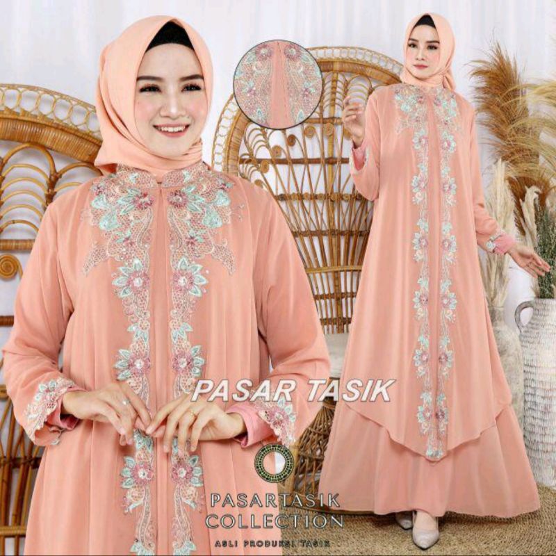 GAMIS ABAYA SYAKILA BORDIR WANITA MUSLIMAH  TERLARIS/SYAKILLA GOOD QUALITY BORDIR PAYET ( no inner )