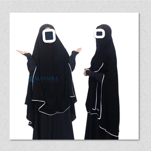 Khimar set cadar pad dan non-pad jet Black ori  by Al-Syahra