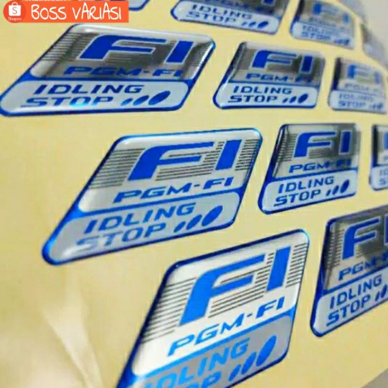 Stiker Resin IDLING STOP FI PGM-FI Honda Fi