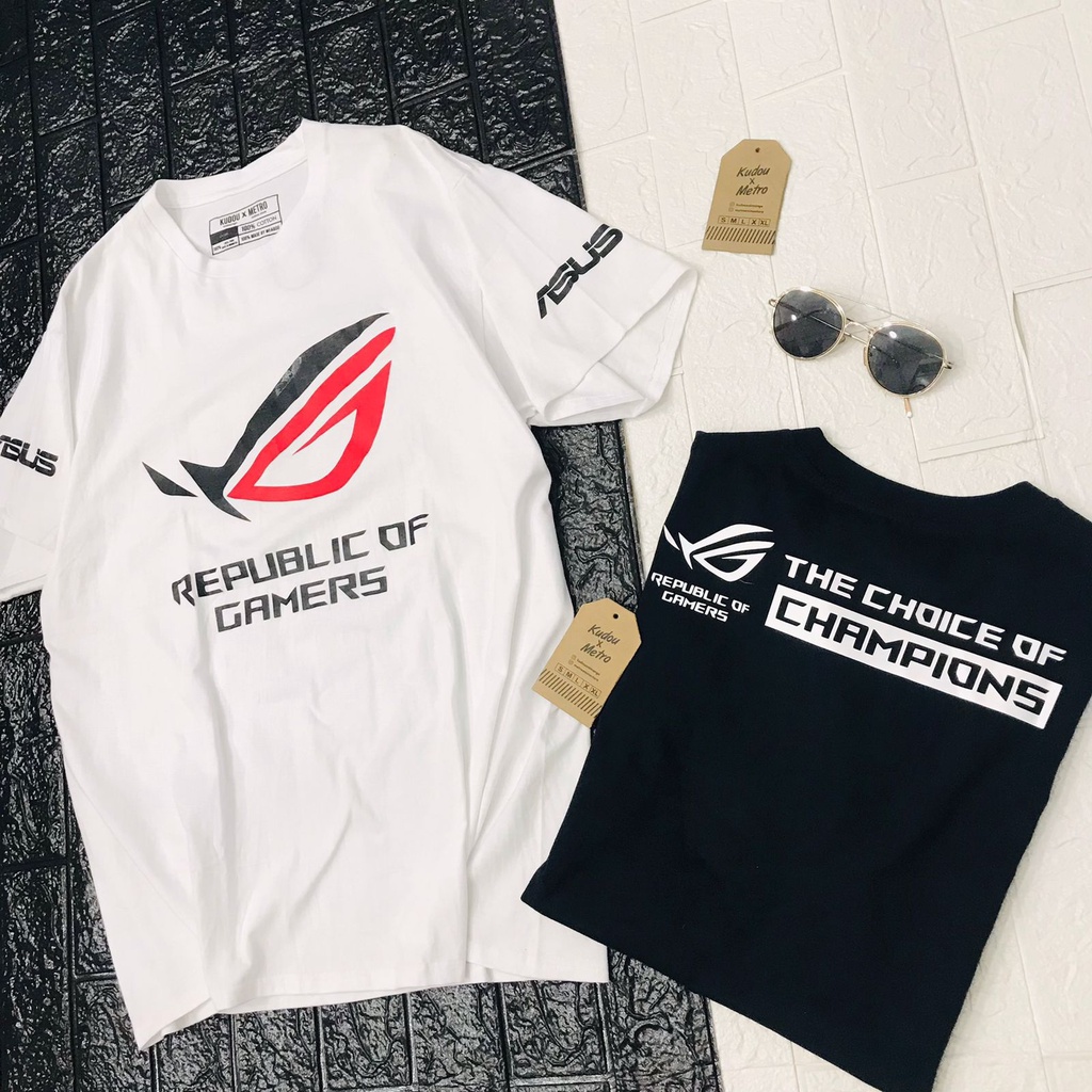 Kaos Asus ROG Republic Of Gamer White Tshirt Gamer