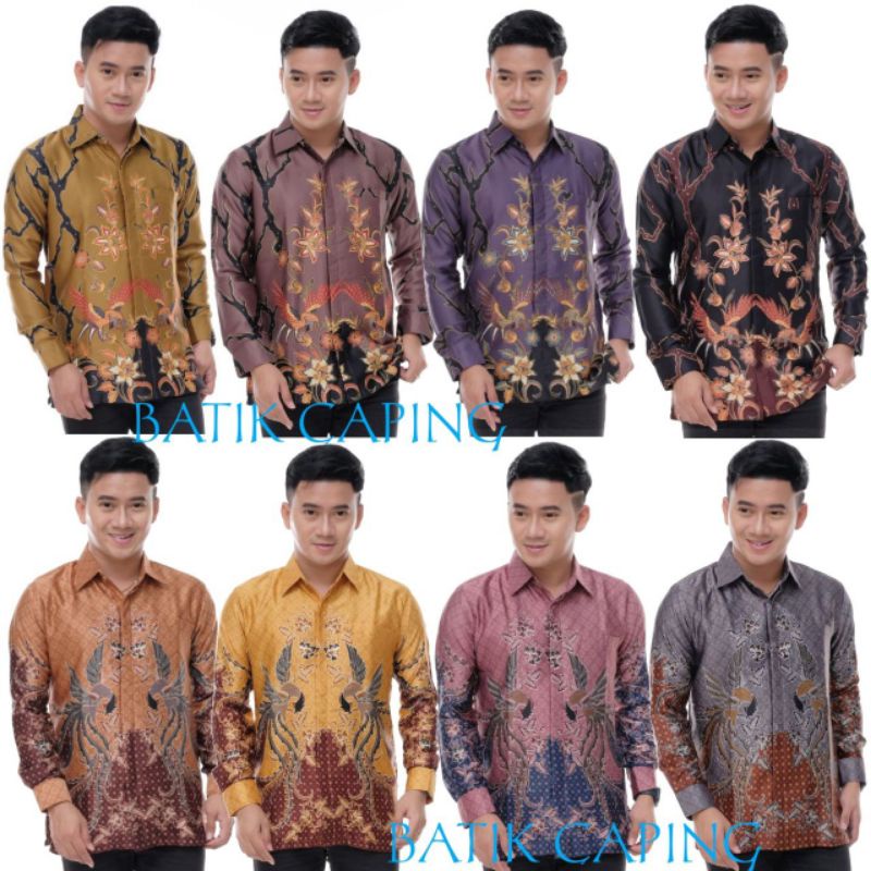 Kemeja semi sutra batik furing bahan halus lembut  jatuh size m l xl xxl jumbo fashion batik pria nz