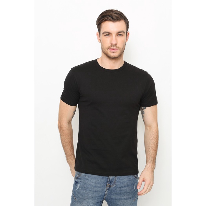 GTEE MEN KAOS POLOS KERAH ROUND NECK BLACK