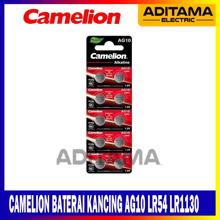 BATERAI JAM TANGAN AG10 LR54/CAMELION BATERAI KANCING AG10 LR1130 389