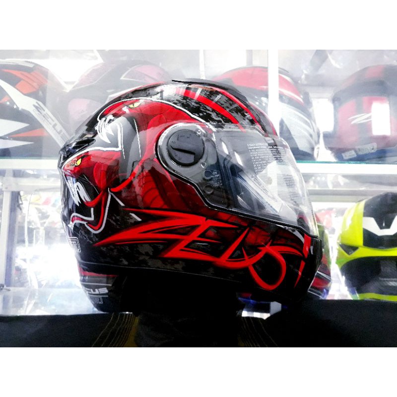 ZEUS HELM ZS 811 MOTIF | BLACK AL 48 RED FLUO | ZEUS 811 ORIGINAL FREE VISOR SMOKE