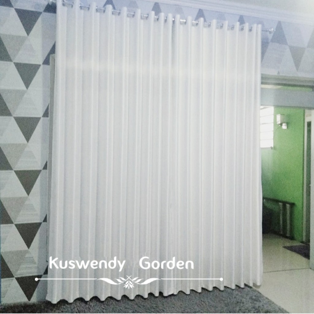 Gorden Blackout Putih 150 x 250 ~ 300 cm Tinggi 2.5 ~ 3 meter Polos Hordeng Jendela Pintu Tirai Minimalis