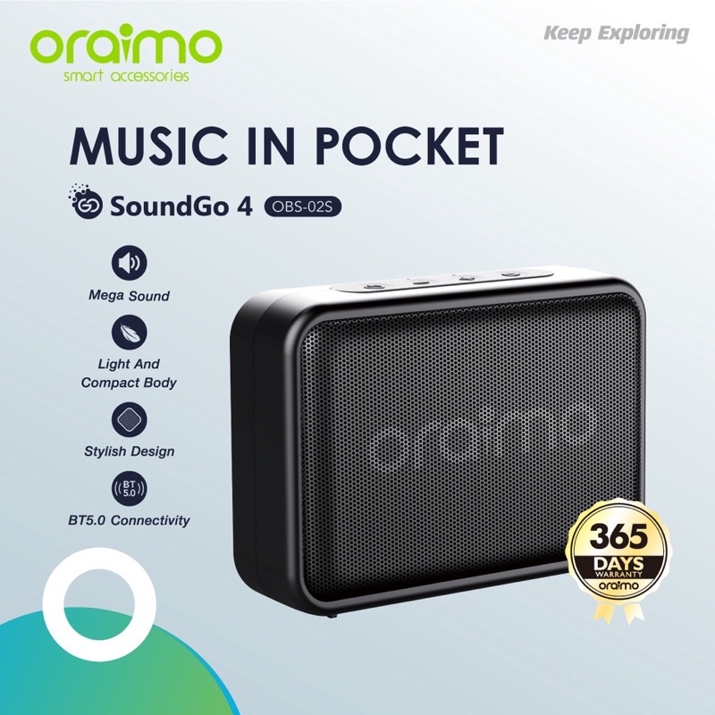 Oraimo OBS-02S SoundGo 4 Ultra-Portable Wireless Bluetooth Speaker - Garansi 1 Tahun