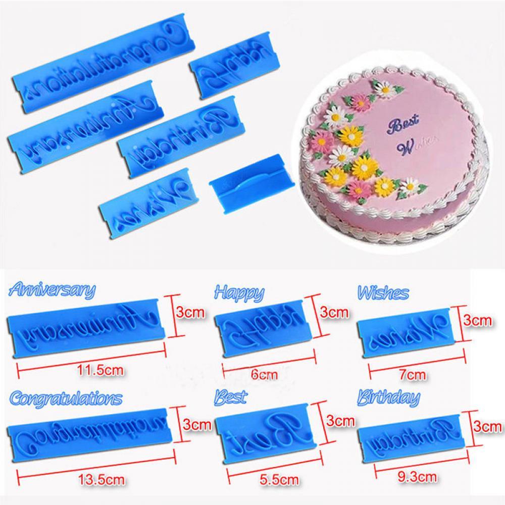 Solighter 6PCS Cetakan Kue Icing Fondant Cutter Alat Baking Happy Birthday