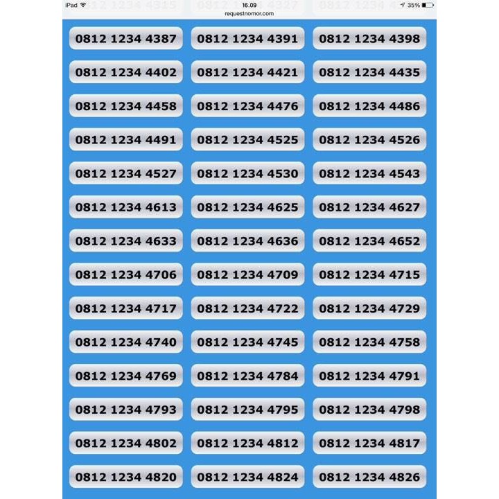 NOMOR CANTIK SIMPATI 0812 1234 XXXX