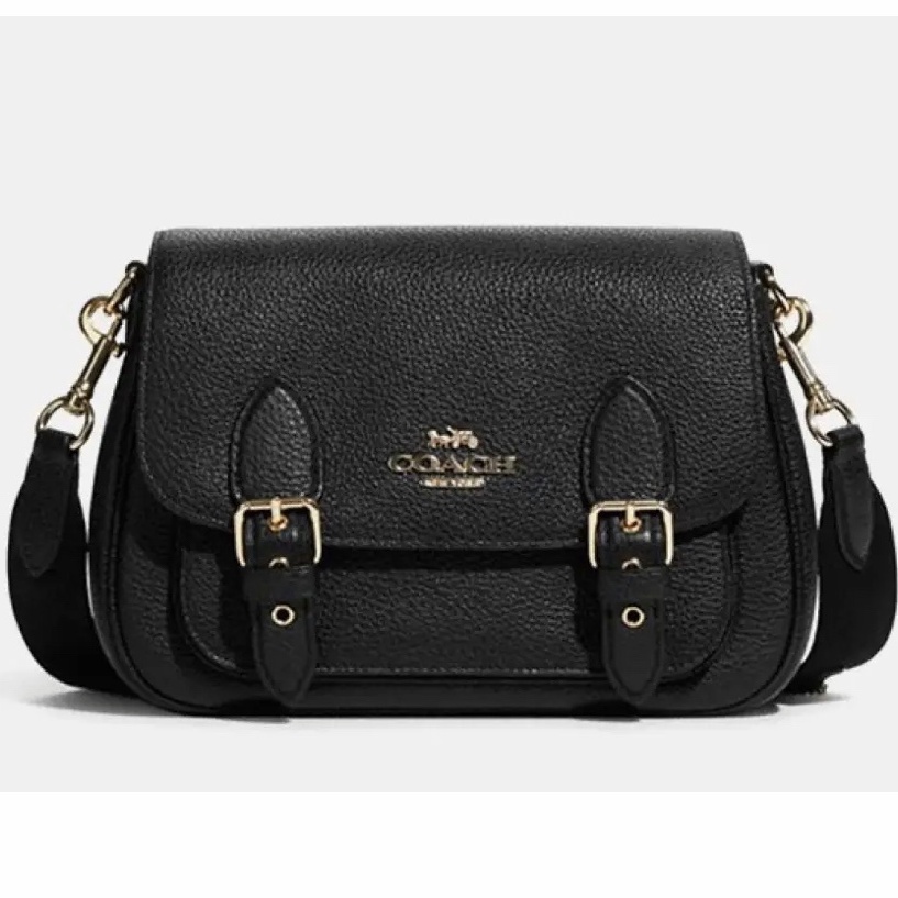 COACH 6782 Shoulder Bag Crossbody Messenger Bag Black Leather   ycb