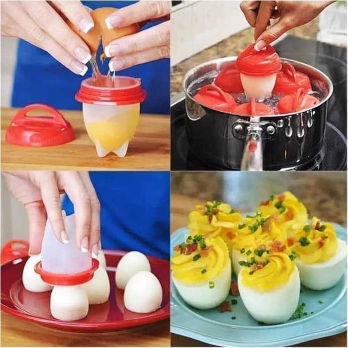 Cetakan Telur Rebus Silicone Egg Boil isi 6 Pcs
