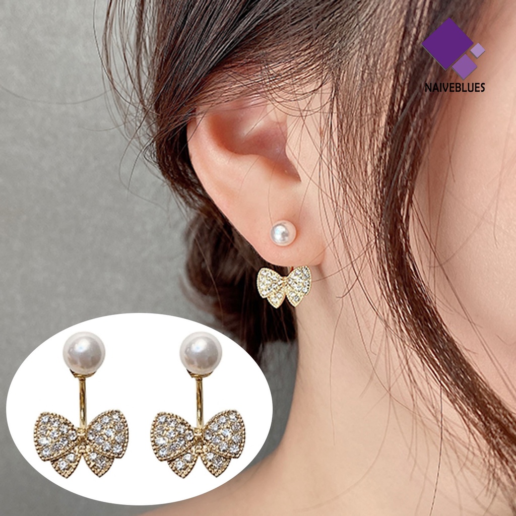 1 Pasang Anting Berlian Imitasi Bahan Alloy Untuk Wanita