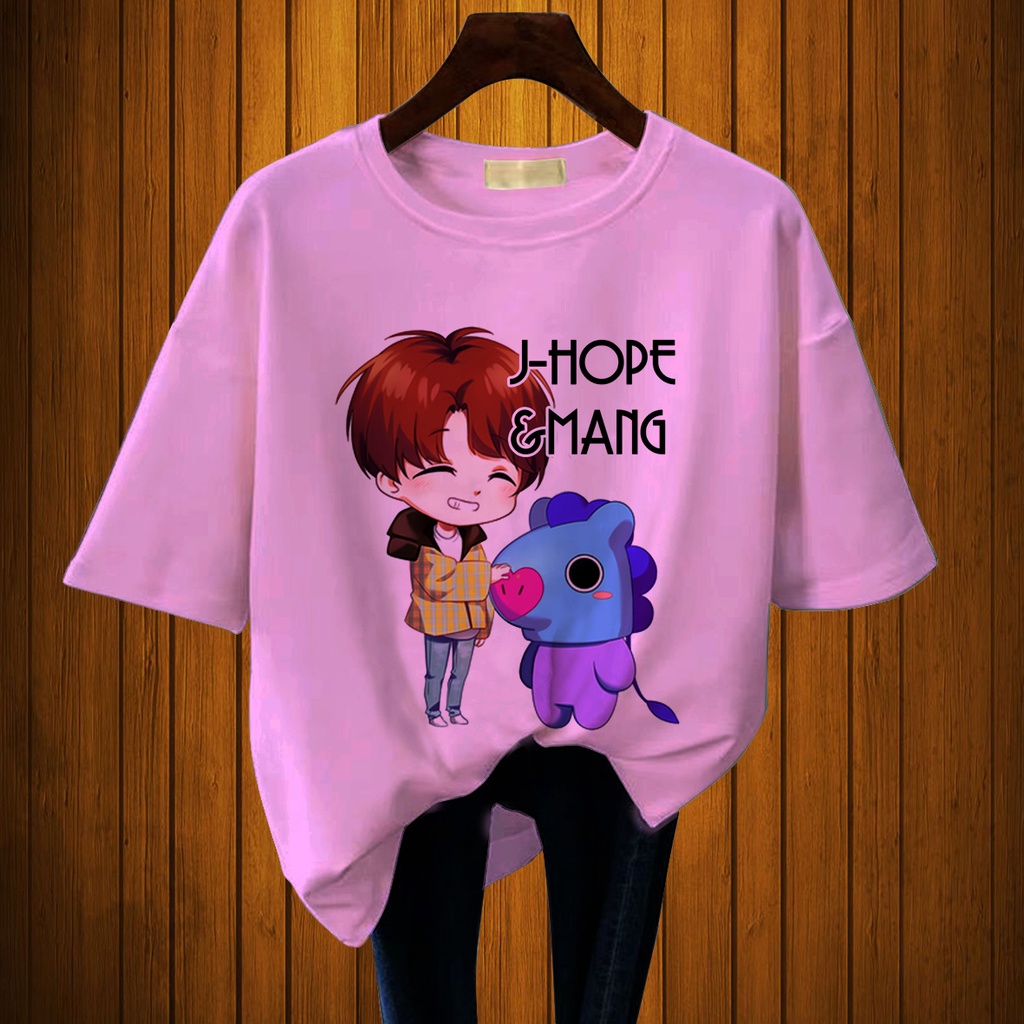 CALVIERO SHOP - BAJU KAOS WANITA DEWASA PRINT CASUAL JHOPE AND MANG