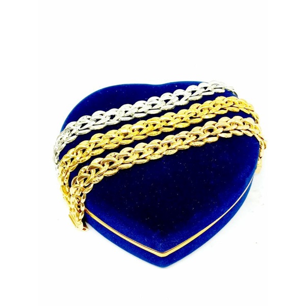 GELANG PERAK ASLI SILVER 925 LAPIS EMAS/GELANG RANTAI KEPANG+UKIR BLINK/ASLI SILVER/GELANG FASHION WANITA TERBARU