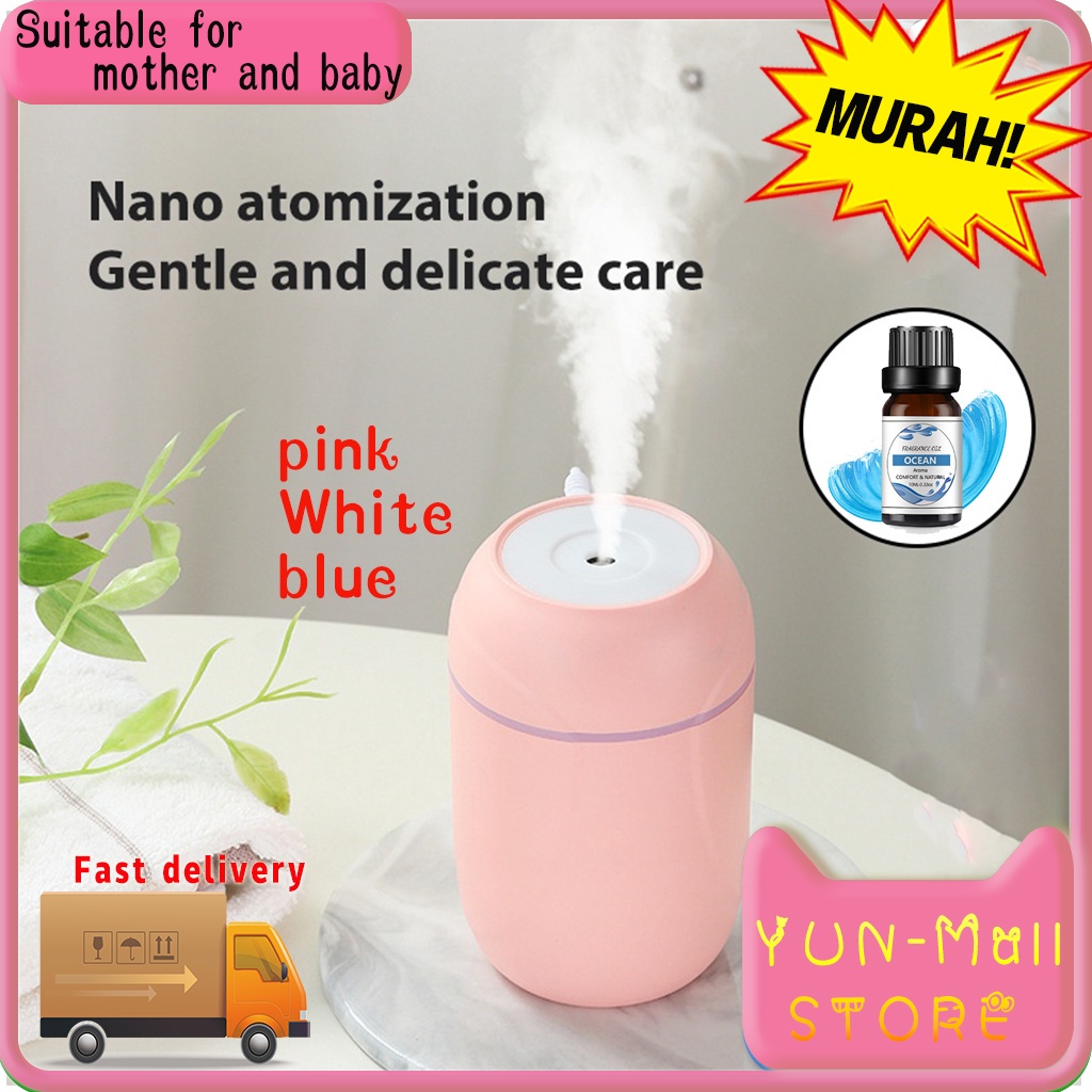 【COD+dalam stok+Pengiriman Cepat】Air Humidifier Diffuser Aromatherapy Pelembab Udara /Air Aroma Mini Humidifier / Aromatherapy Purifier Diffuser Nano Fine Large Spray Silent Humidification Moisturizing And Hydrating Oil Essential