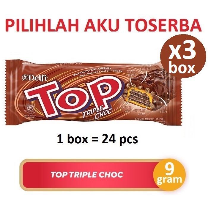 Delfi TOP Triple Chocolate 9 gram isi 24pcs / box - (HARGA 3 BOX LEBIH MURAH)