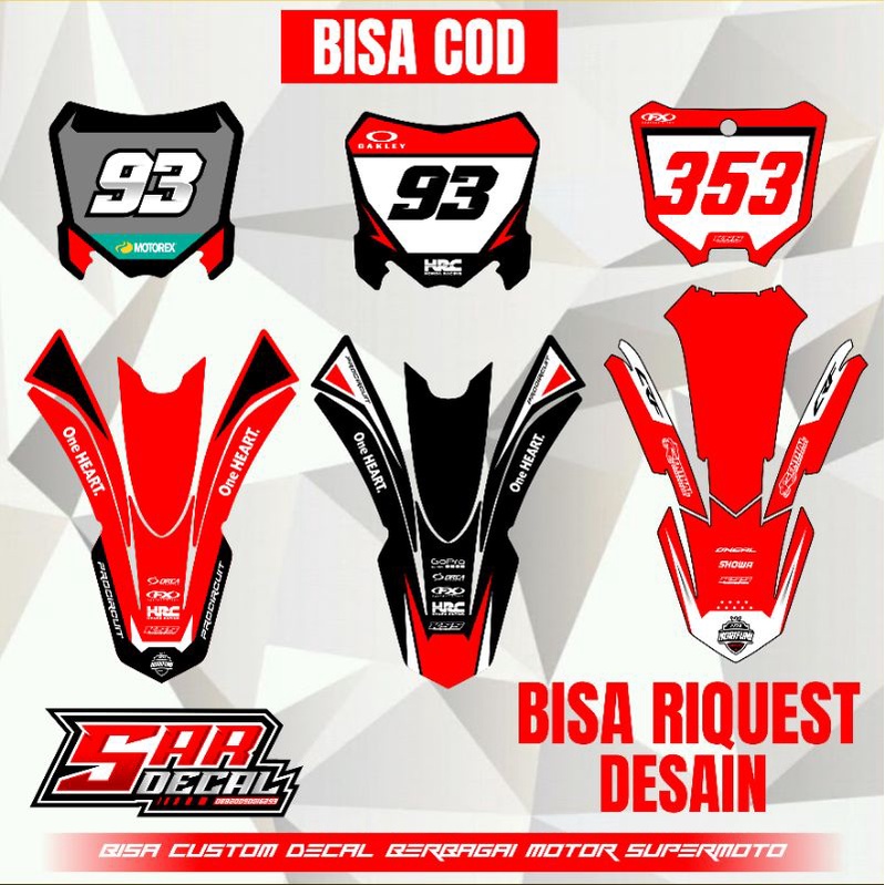 decal papan nomer crf 150l - decal papan nomer crf 450 - decal papan crf murah