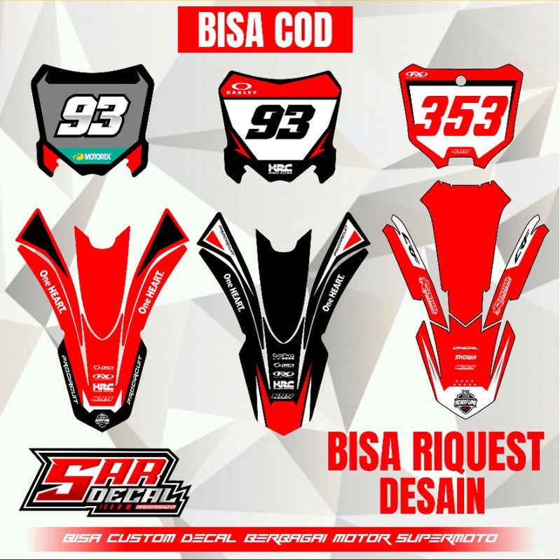 decal papan nomer crf 150l - decal papan nomer crf 450 - decal papan crf murah - decal stiker crf 15