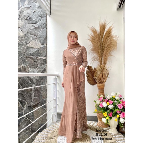 GAMIS TERBARU YUMA DRESS FULL BRUKAT MIX CERUTY / GAMIS PESTA DAN KONDANGAN / GAMIS LEBARAN TERBARU 