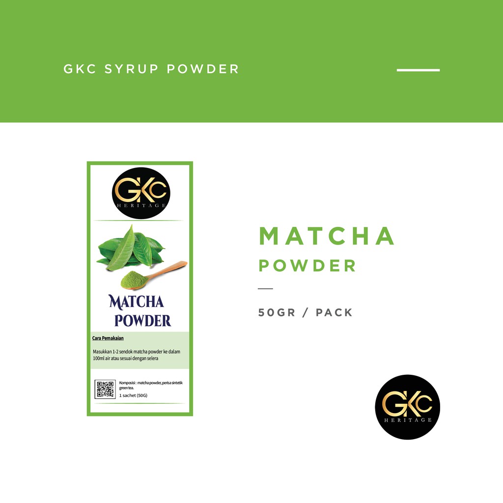 

GKC Heritage Sirup Bubuk Konsentrat Minuman Matcha - HALAL - 50 Gram - Matcha Powder Syrup