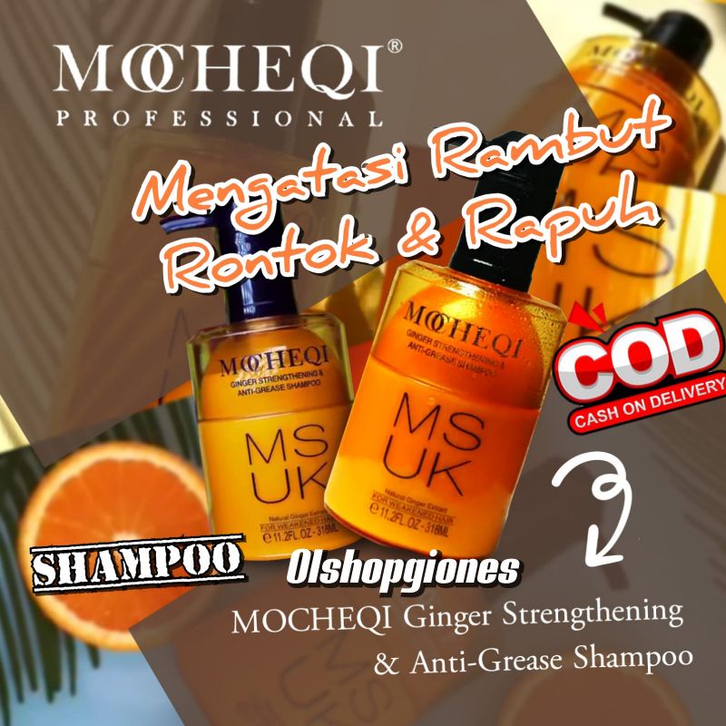 Shampoo Mocheqi Musk Ginger Anti Hair Loss Rambut Rontok keratin Vegan spa masker