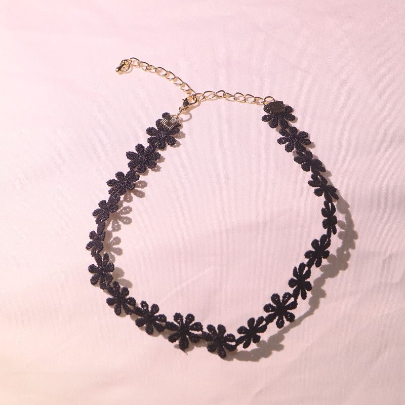 Kalung Choker Wanita Renda Bunga Korean Style Simple Fancy