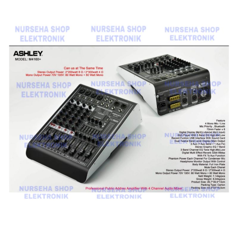 Professional power mixer Ashley 4 channel M4160+ M 4160+ bluetoot original garansi resmi 1 tahun