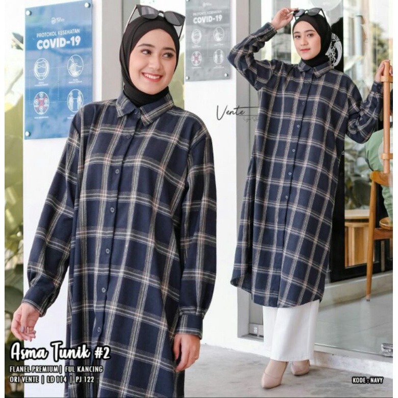ASMA LONG TUNIK FLANEL PREMIUM  BIG SIZE