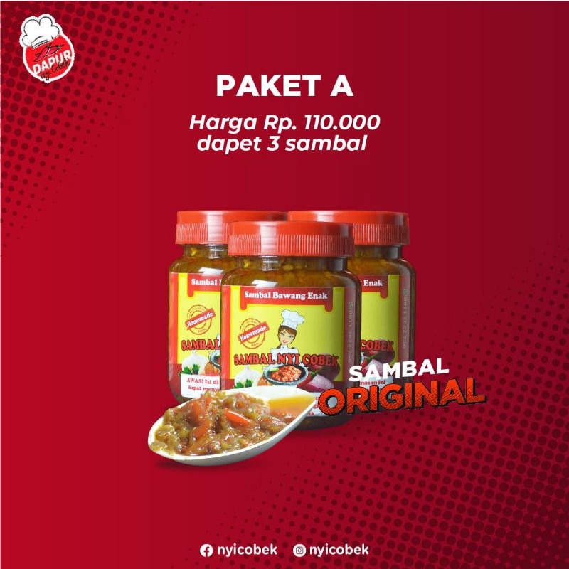 

Paket A : 3 Sambal Original ala Nyi Cobek