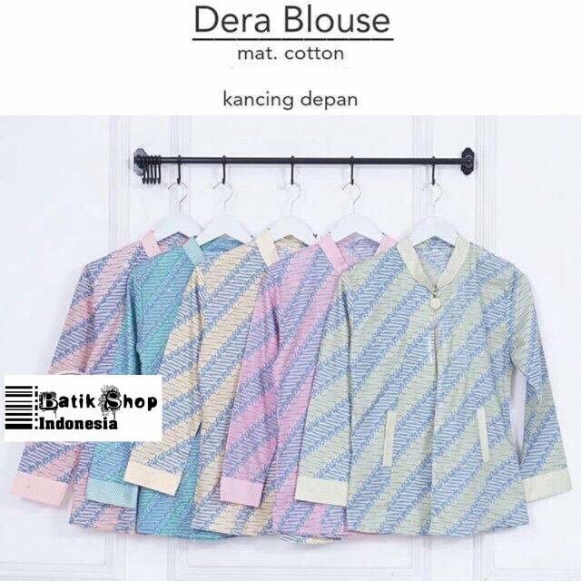 Dera Blouse Batik Soft Pastel Baju Kerja Kantoran Muslim Kondangan Casual Blus Atasan Wanita Layer Blus Kombinasi Soulmate Kekinian Seragaman Soft Warna