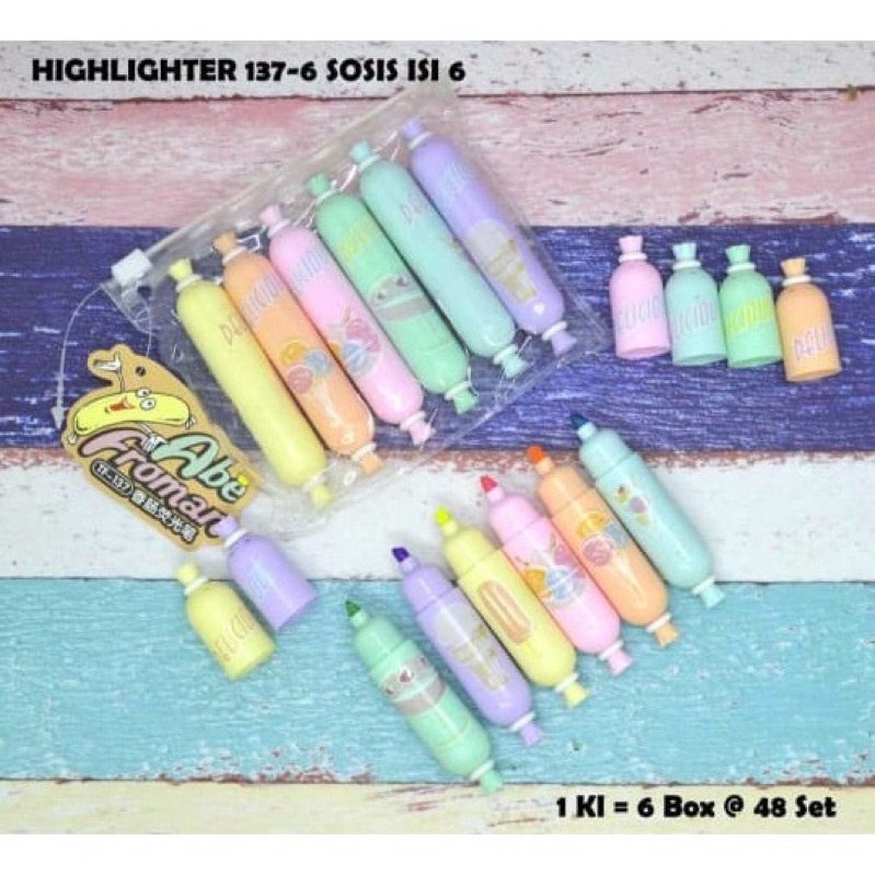 

Stabilo Unik Bentuk Sosis | Stabilo Highlighter | SBHL 137-6 Isi 6 pcs
